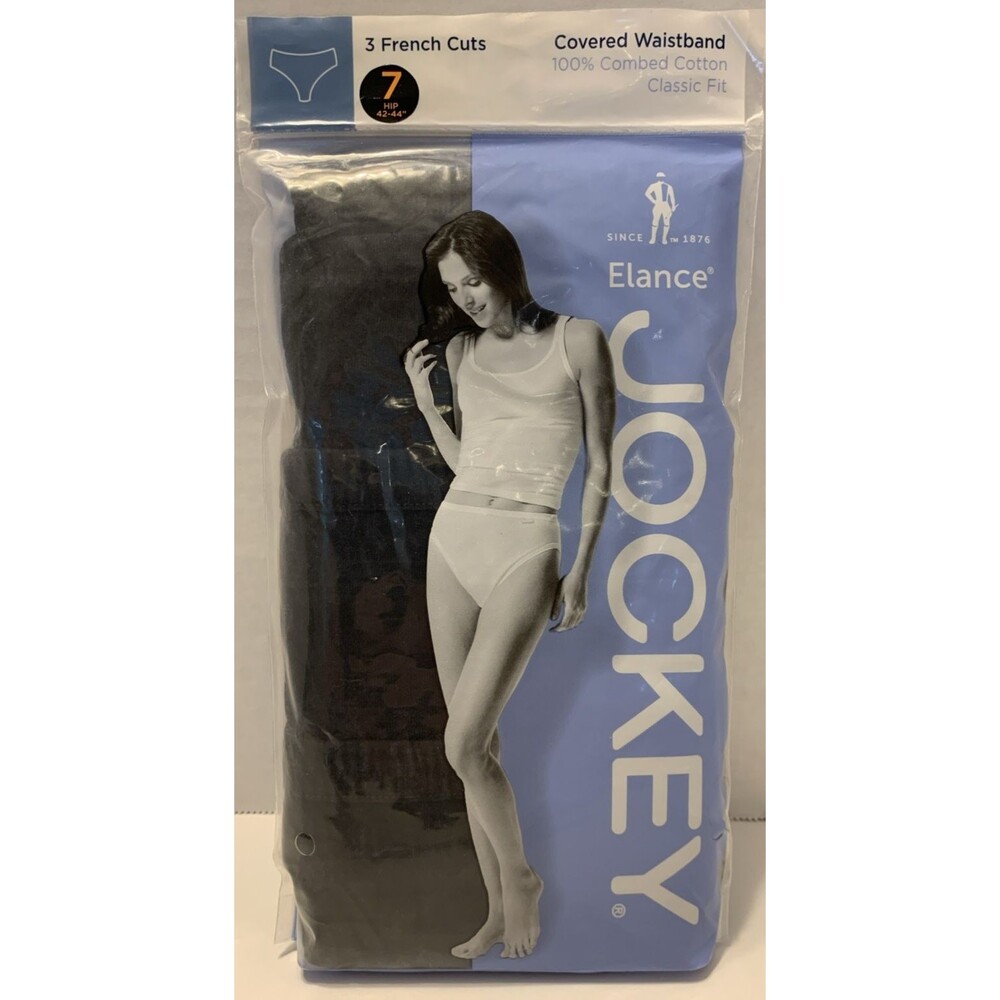 Women's Jockey 3-Pack French Cut sz 7 Black 100% Cotton Comfort Underwear NIP